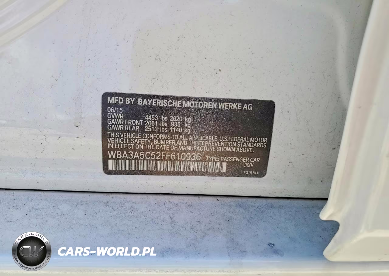 2015 BMW 328 I VIN:WBA3A5C52FF610936 - 12
