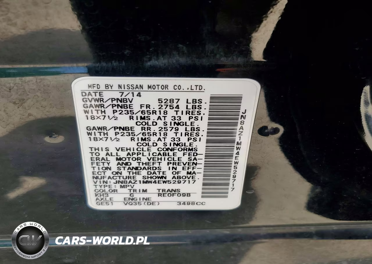2014 Nissan Murano Sl VIN:JN8AZ1MW4EW529717 - 14