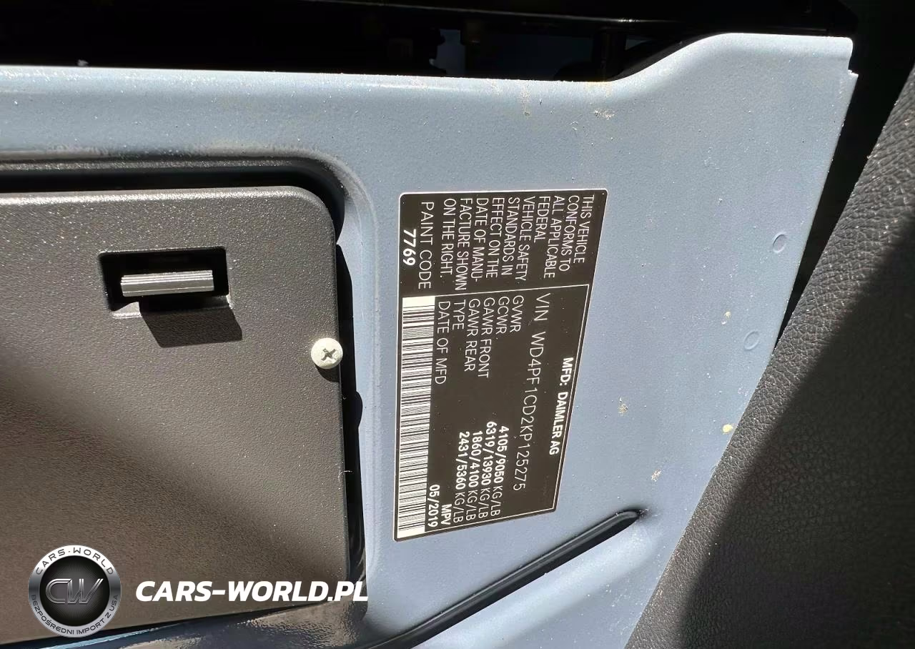 2019 Mercedes-Benz Sprinter 2500 VIN:WD4PF1CD2KP125275 - 10