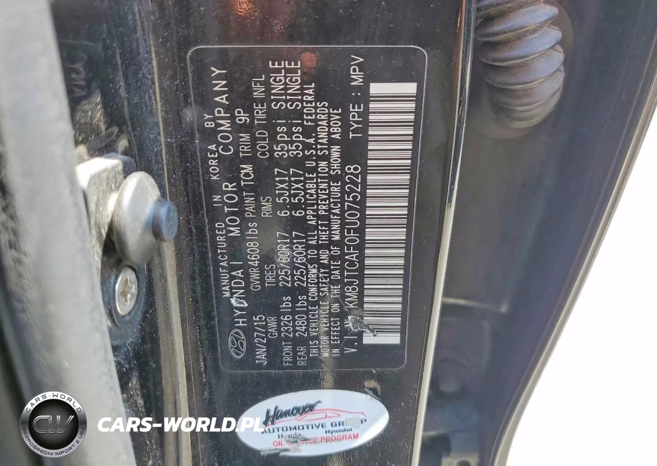 2015 Hyundai Tucson Gls VIN:KM8JTCAF0FU075228 - 13