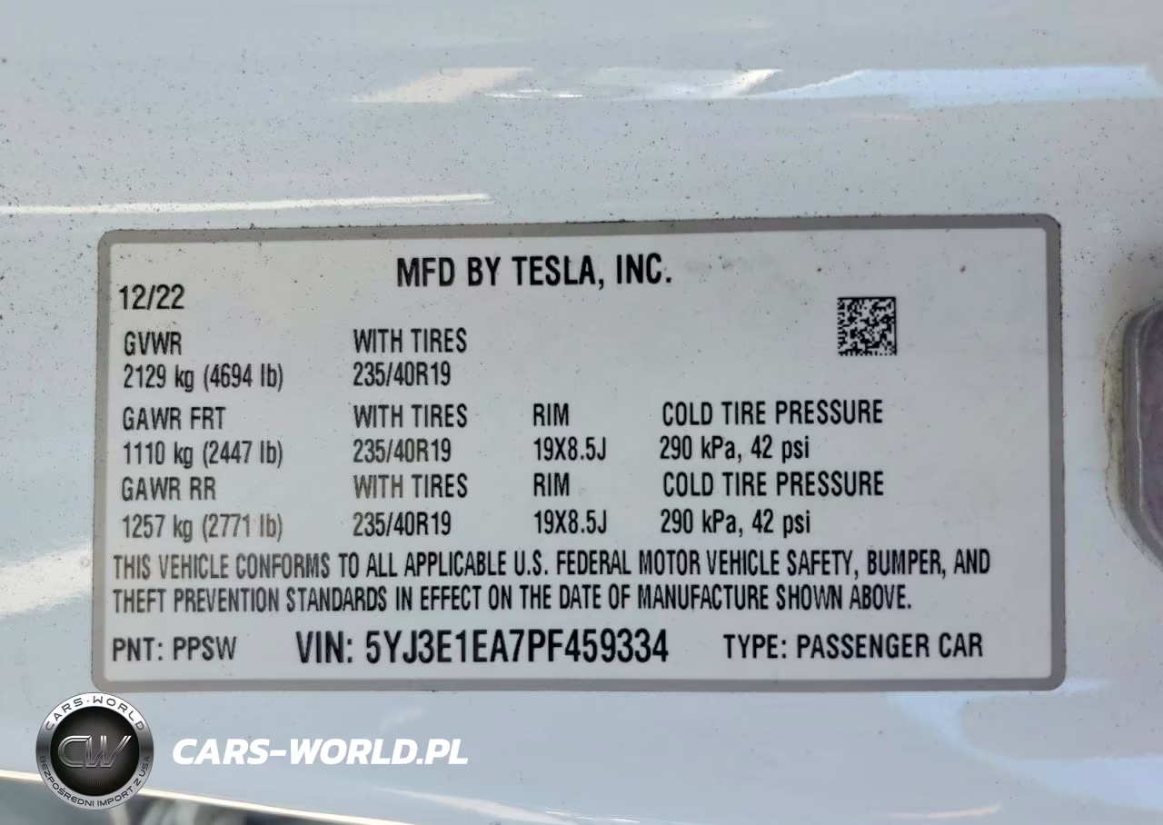 2023 Tesla Model 3 VIN:5YJ3E1EA7PF459334 - 12