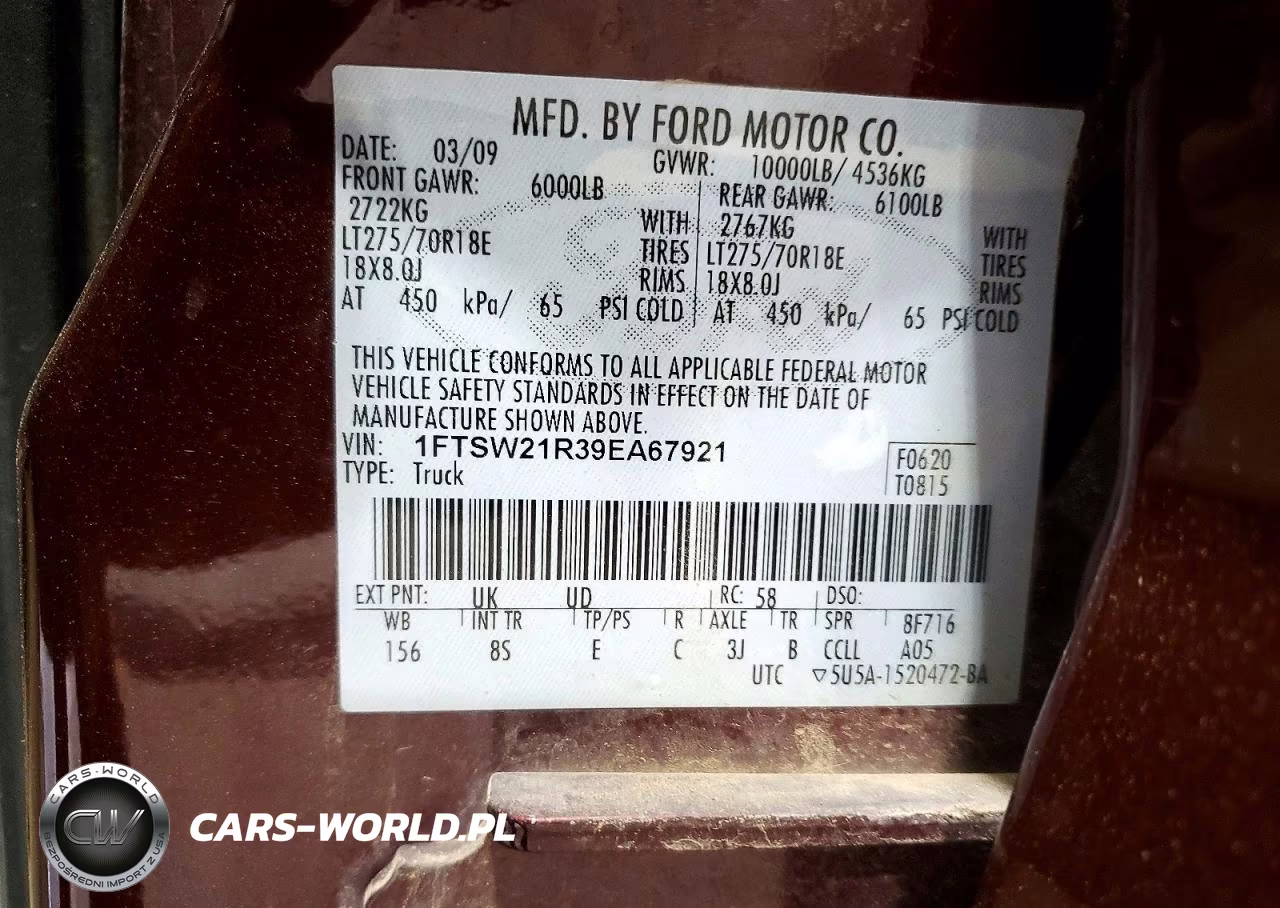2009 Ford F250 Super Duty VIN:1FTSW21R39EA67921 - 12