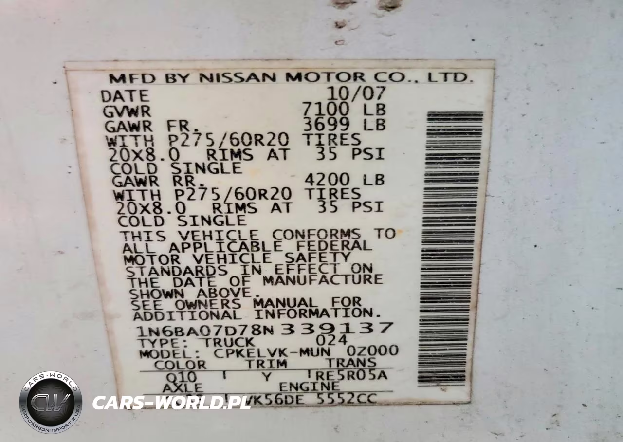 2008 Nissan Titan Xe Ffv VIN:1N6BA07D78N339137 - 13