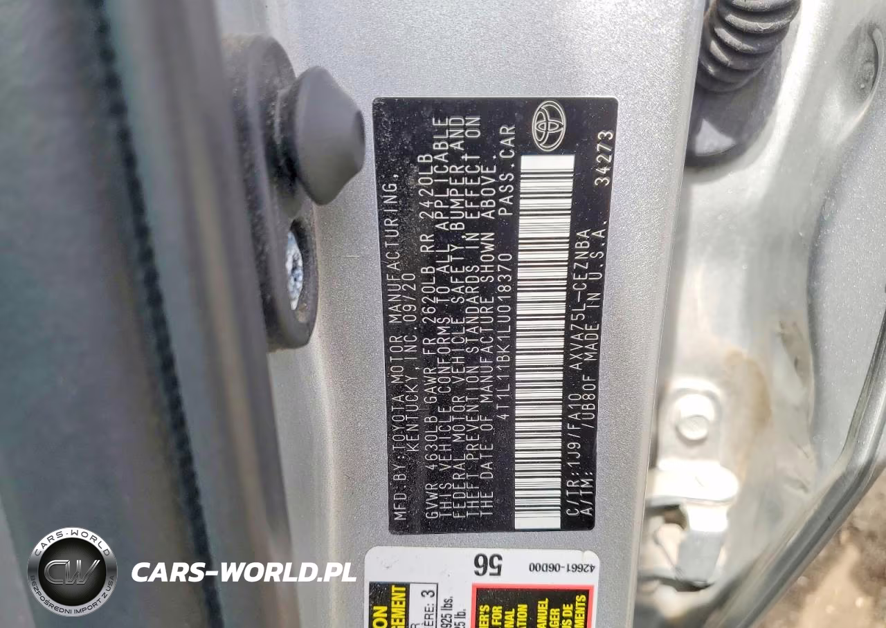 2020 Toyota Camry Le VIN:4T1L11BK1LU018370 - 12