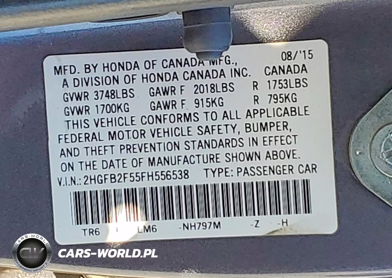 2015 Honda Civic Lx VIN:2HGFB2F55FH556538 - 12