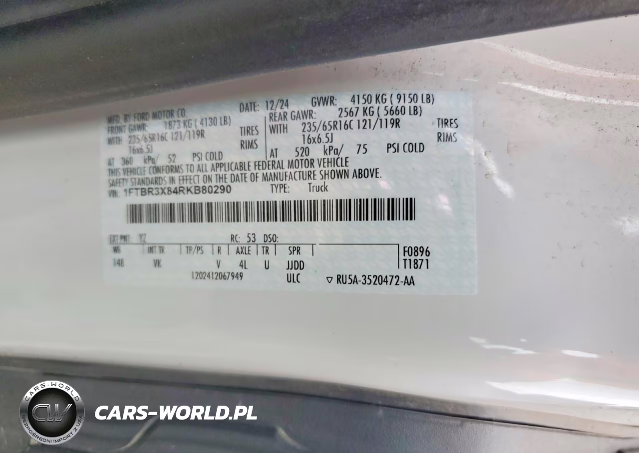 2024 Ford Transit 250 Delivery Van VIN:1FTBR3X84RKB80290 - 13