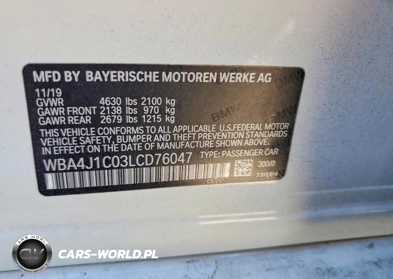 2020 BMW 430I Gran Coupe VIN:WBA4J1C03LCD76047 - 13