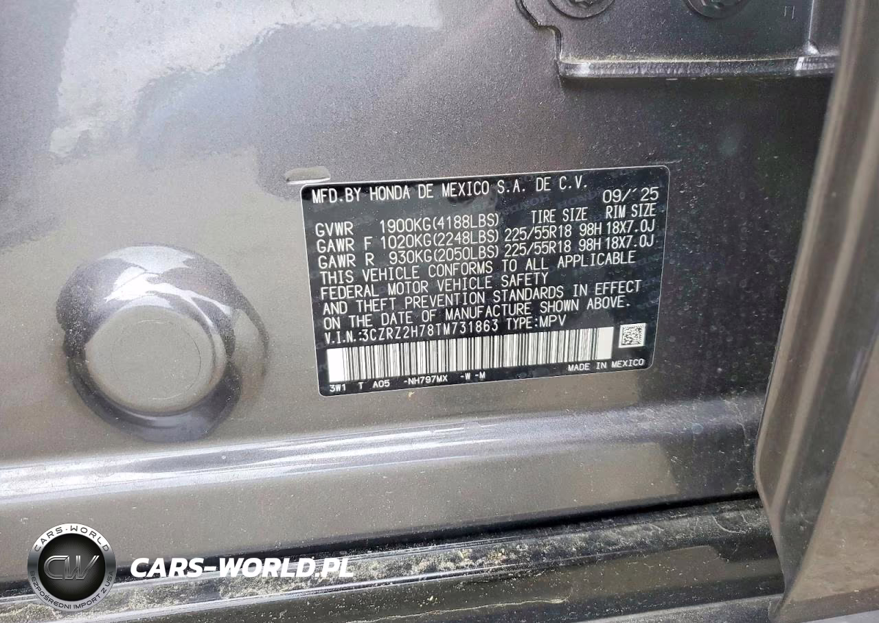 2026 Honda Hr-V Exl VIN:3CZRZ2H78TM731863 - 13