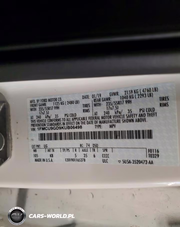 2019 Ford Escape Se VIN:1FMCU9GD9KUB06498 - 13