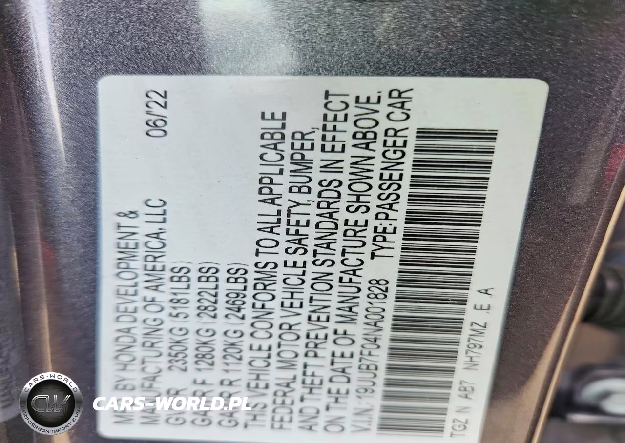 2022 Acura Tlx Type S VIN:19UUB7F04NA001828 - 12