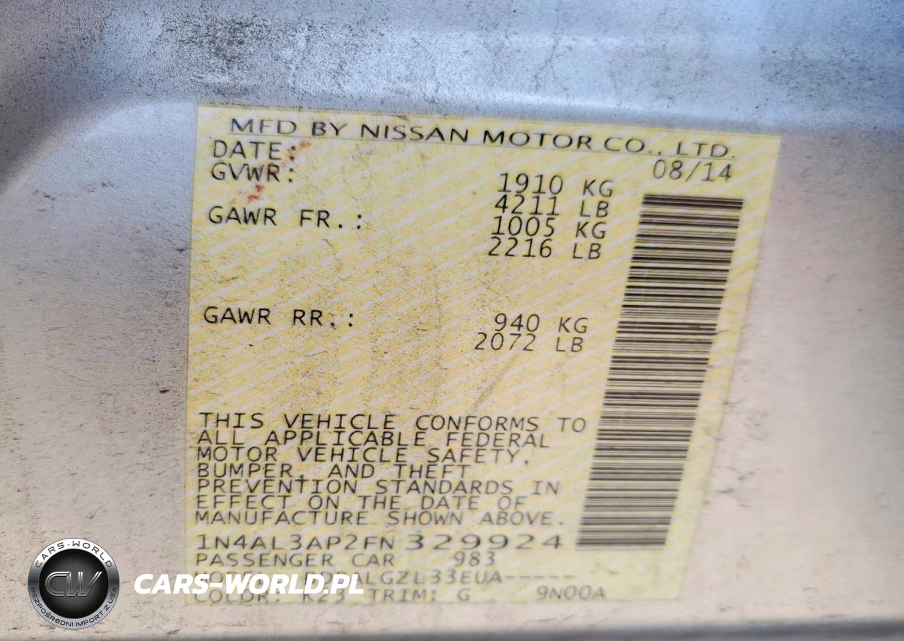 2015 Nissan Altima 2.5 S VIN:1N4AL3AP2FN329924 - 12