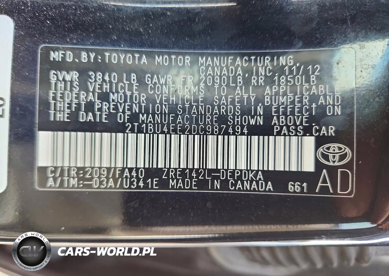 2013 Toyota Corolla L VIN:2T1BU4EE2DC987494 - 12