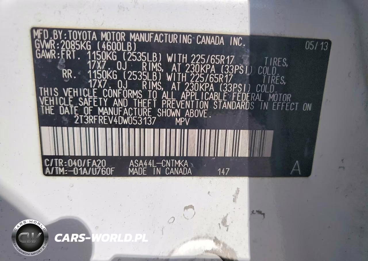 2013 Toyota Rav4 Xle VIN:2T3RFREV4DW053137 - 14