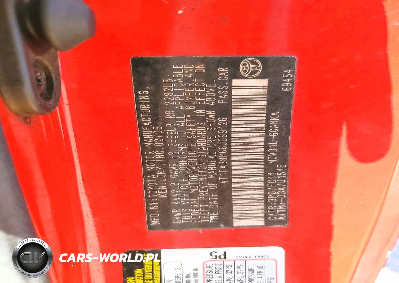 2006 Toyota Camry Solara Se Sport V6 VIN:4T1CA38P66U099126 - 12