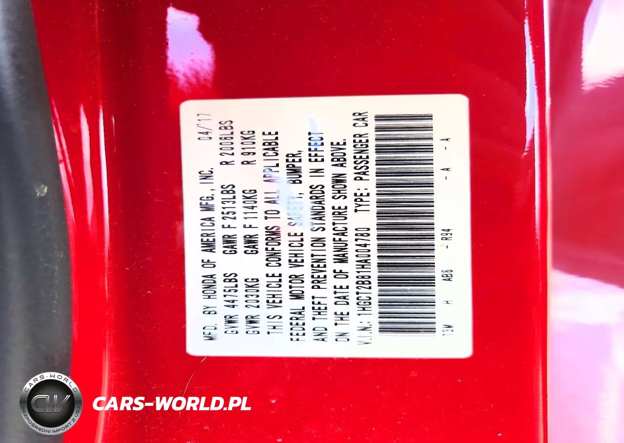 2017 Honda Accord Exl VIN:1HGCT2B81HA004780 - 13