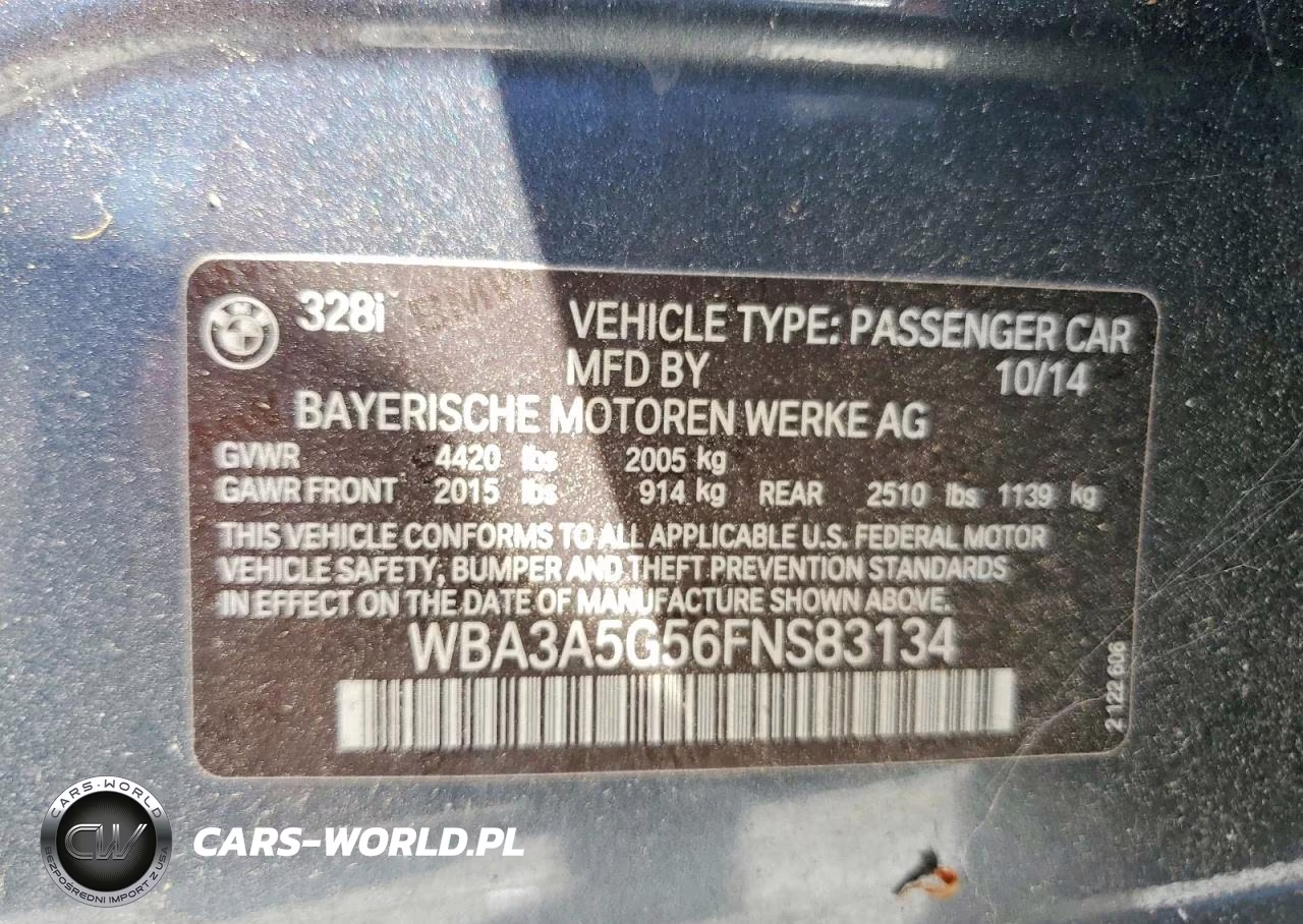 2015 BMW 328 I VIN:WBA3A5G56FNS83134 - 12
