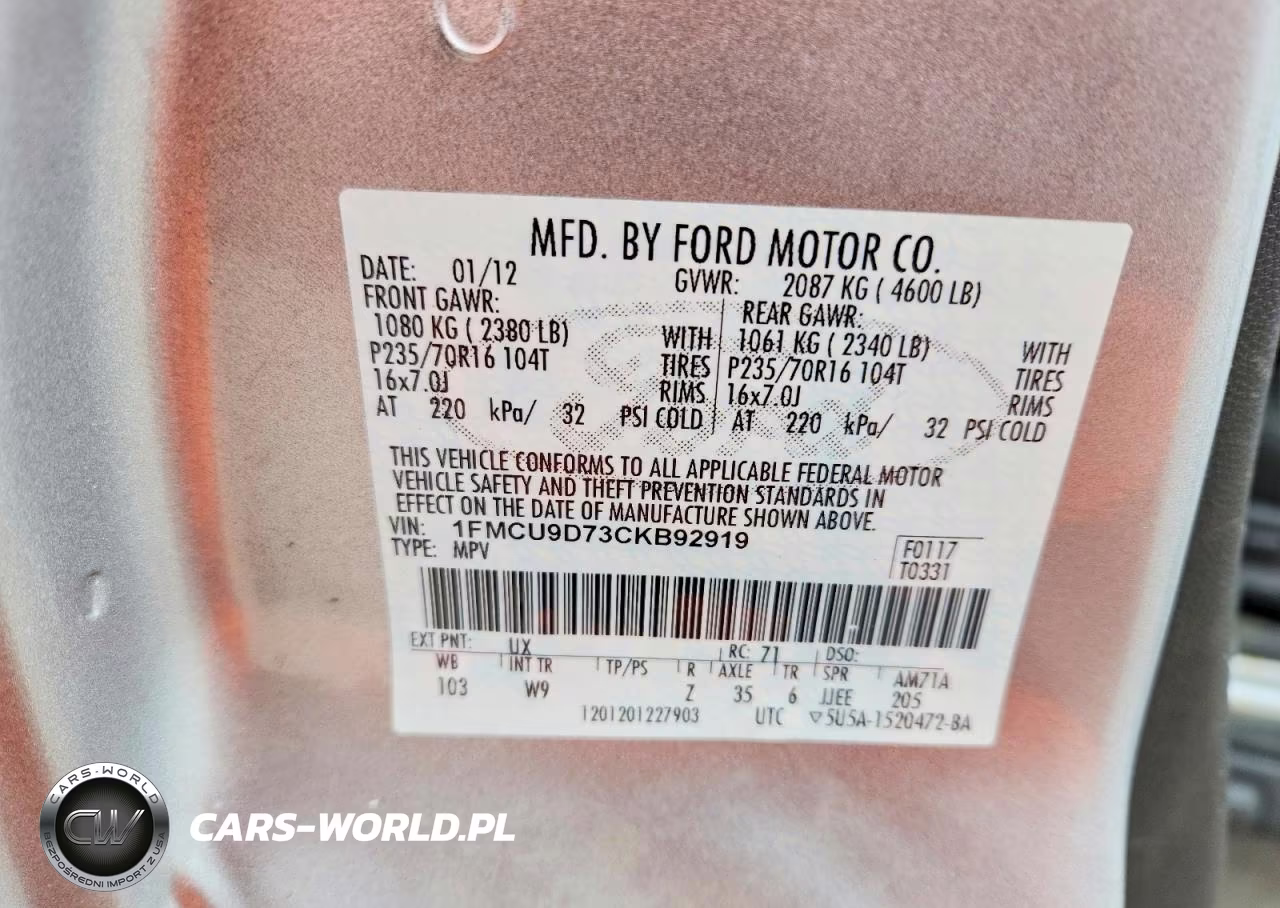 2012 Ford Escape Xlt VIN:1FMCU9D73CKB92919 - 14