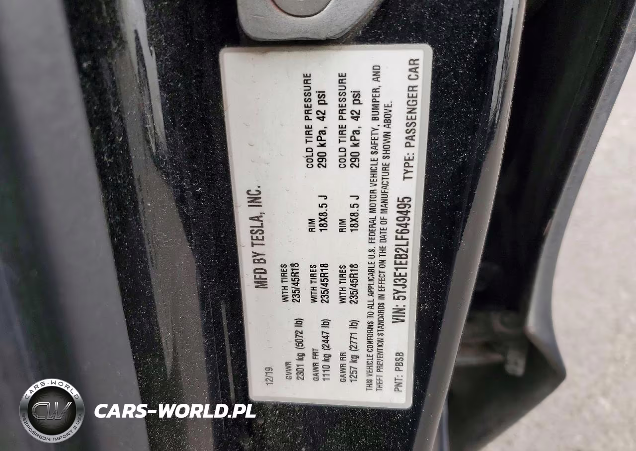 2020 Tesla Model 3 VIN:5YJ3E1EB2LF649495 - 12