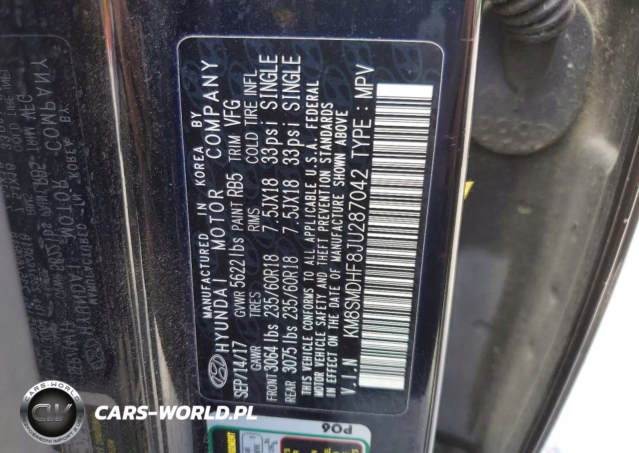 2018 Hyundai Santa Fe Se VIN:KM8SMDHF8JU287042 - 13