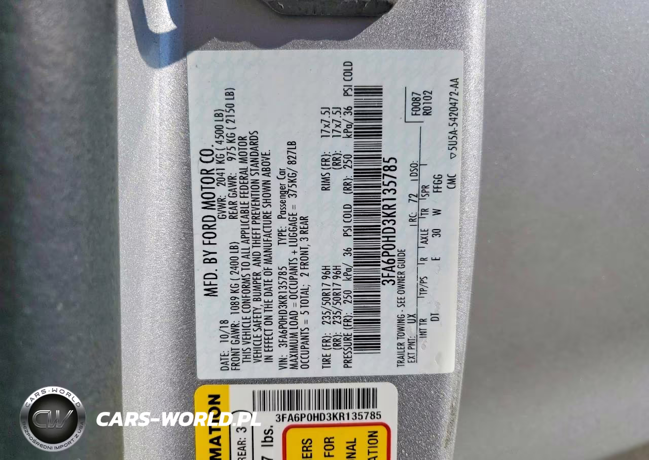 2019 Ford Fusion Se VIN:3FA6P0HD3KR135785 - 12