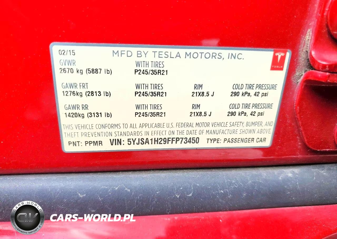 2015 Tesla Model S 85D VIN:5YJSA1H29FFP73450 - 12