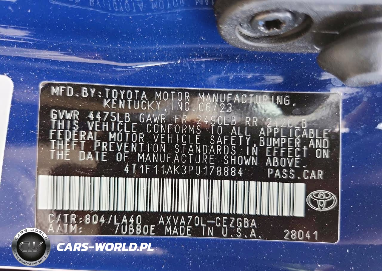 2023 Toyota Camry Xle VIN:4T1F11AK3PU178884 - 12