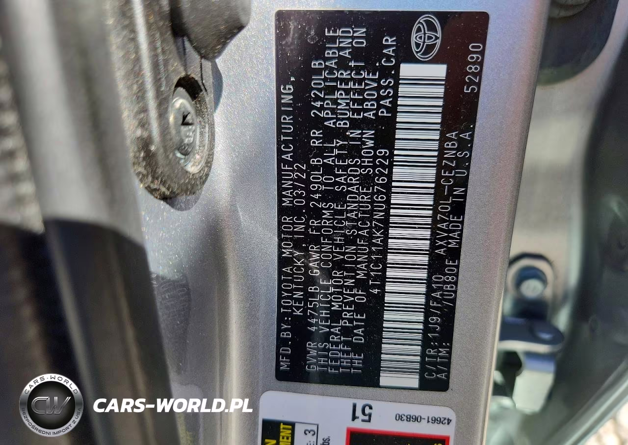2022 Toyota Camry Le VIN:4T1C11AK7NU676229 - 12