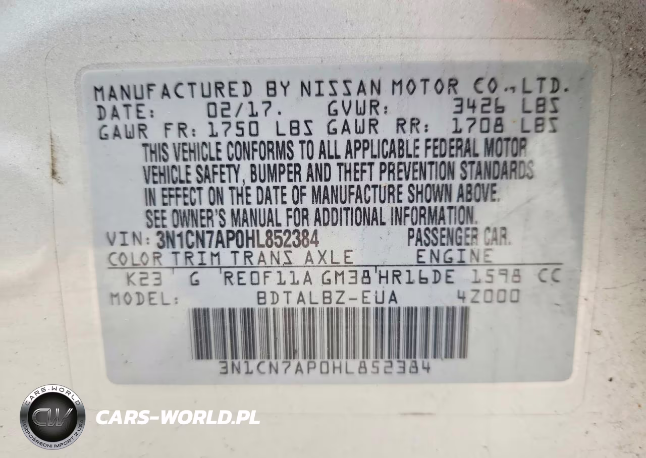 2017 Nissan Versa 1.6 Sv VIN:3N1CN7AP0HL852384 - 12