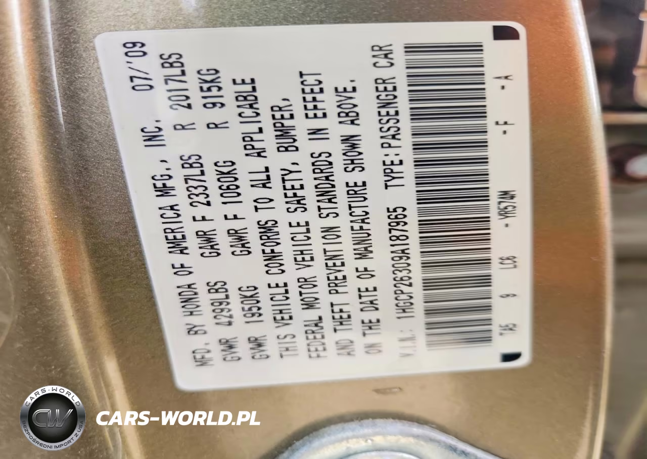 2009 Honda Accord Lx VIN:1HGCP26309A187965 - 12