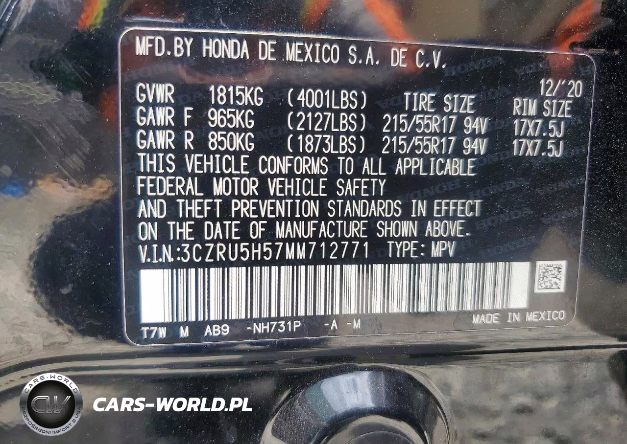 2021 Honda Hr-V Ex VIN:3CZRU5H57MM712771 - 12