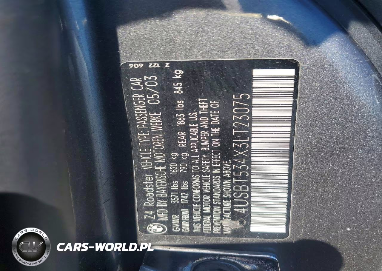 2003 BMW Z4 3.0 VIN:4USBT534X3LT23075 - 12