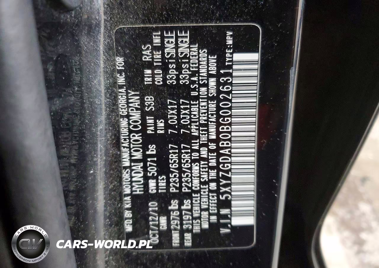 2011 Hyundai Santa Fe Gls VIN:5XYZGDAB0BG002631 - 13