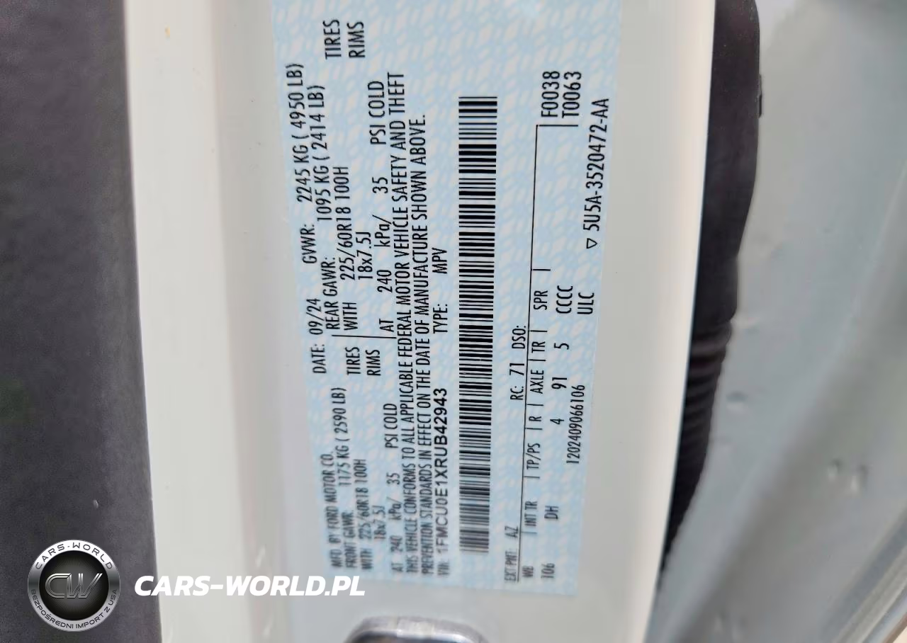 2024 Ford Escape VIN:1FMCU0E1XRUB42943 - 14