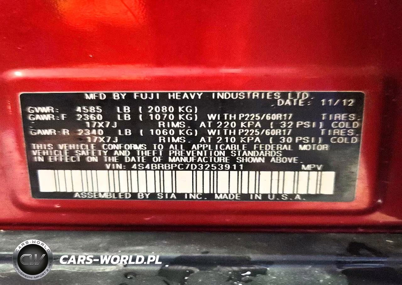 2013 Subaru Outback 2.5I Limited VIN:4S4BRBPC7D3253911 - 13