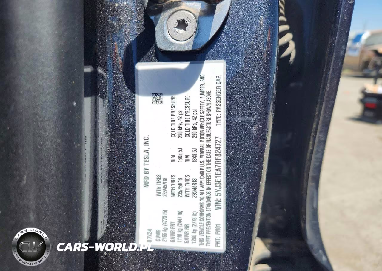 2024 Tesla Model 3 VIN:5YJ3E1EA7RF824727 - 12