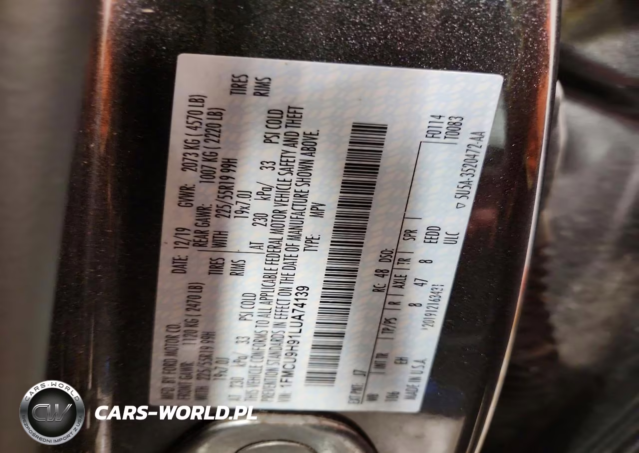 2020 Ford Escape Sel VIN:1FMCU9H91LUA74139 - 13