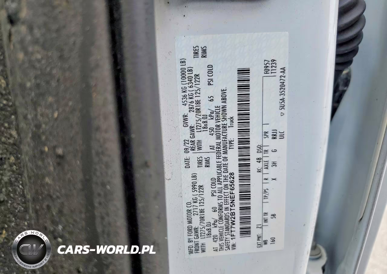 2022 Ford F250 Super Duty VIN:1FT7W2BT5NEF65628 - 12