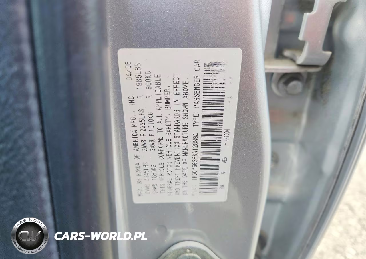 2006 Honda Accord Se VIN:1HGCM56386A128894 - 12