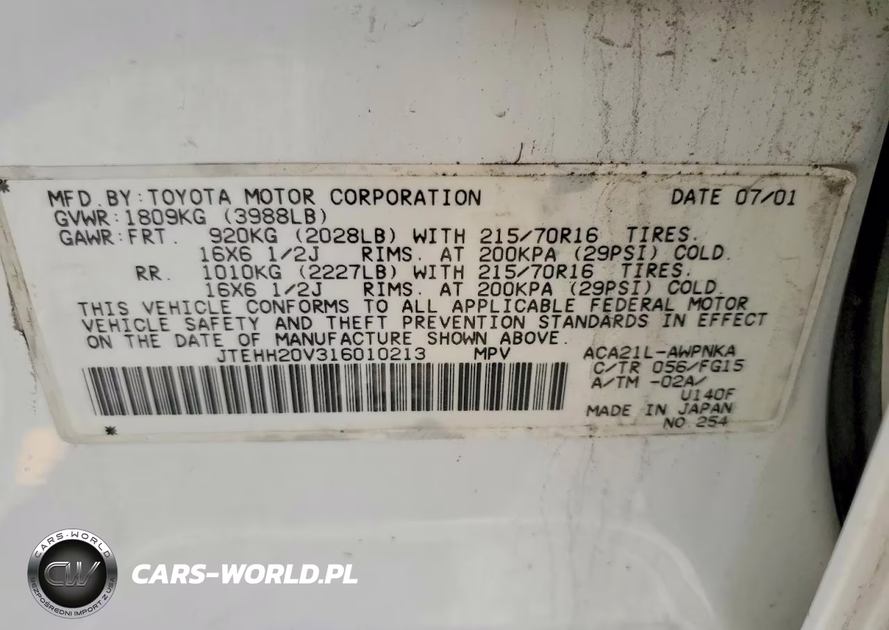 2001 Toyota Rav4 Base VIN:JTEHH20V316010213 - 12