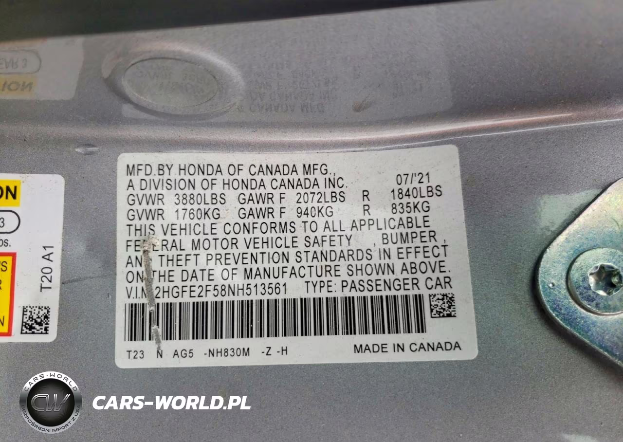 2022 Honda Civic Sport VIN:2HGFE2F58NH513561 - 12