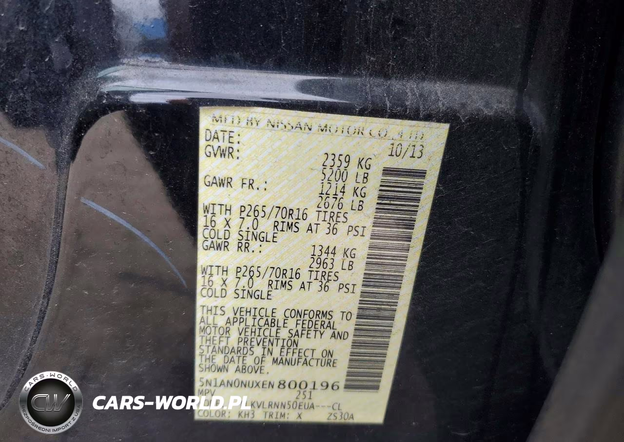 2014 Nissan Xterra X VIN:5N1AN0NUXEN800196 - 14