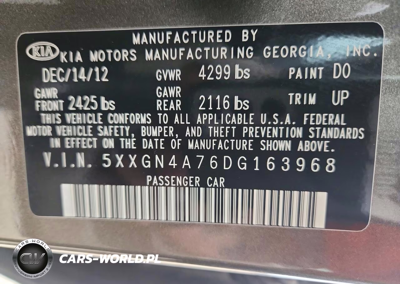 2013 Kia Optima Ex VIN:5XXGN4A76DG163968 - 12