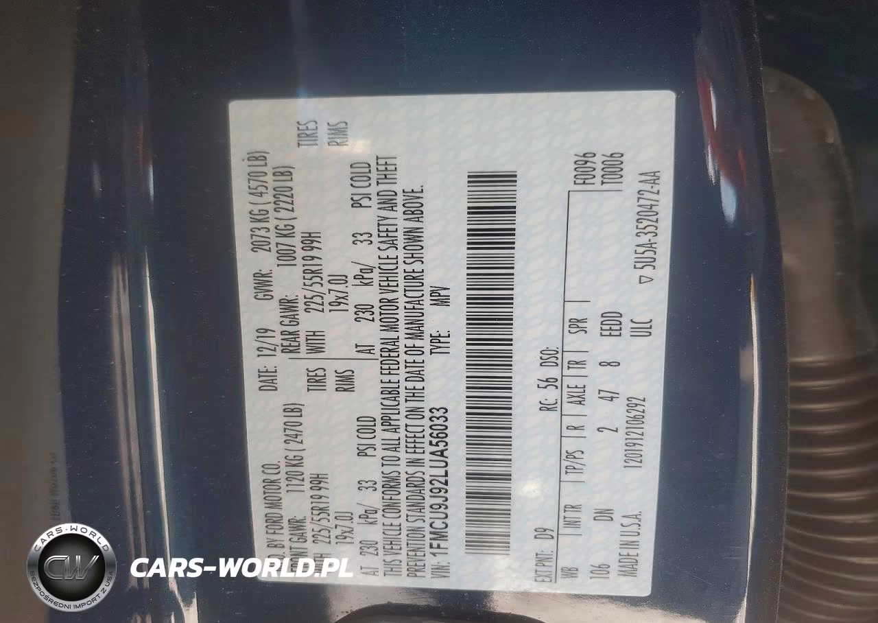 2020 Ford Escape Titanium VIN:1FMCU9J92LUA56033 - 14