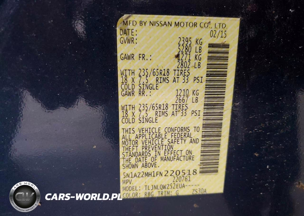 2015 Nissan Murano Sv VIN:5N1AZ2MH1FN220518 - 13