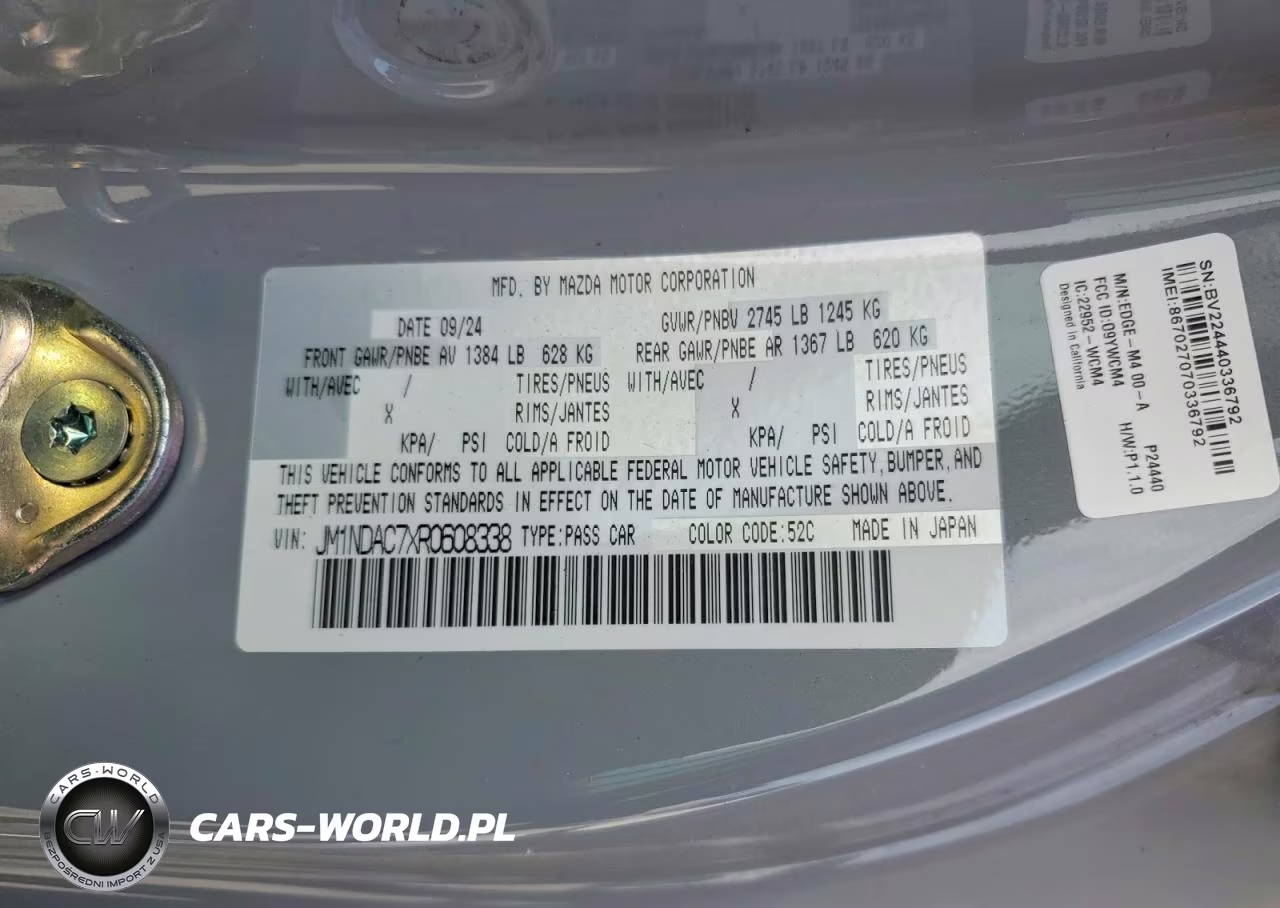 2024 Mazda Mx-5 Miata Club VIN:JM1NDAC7XR0608338 - 13