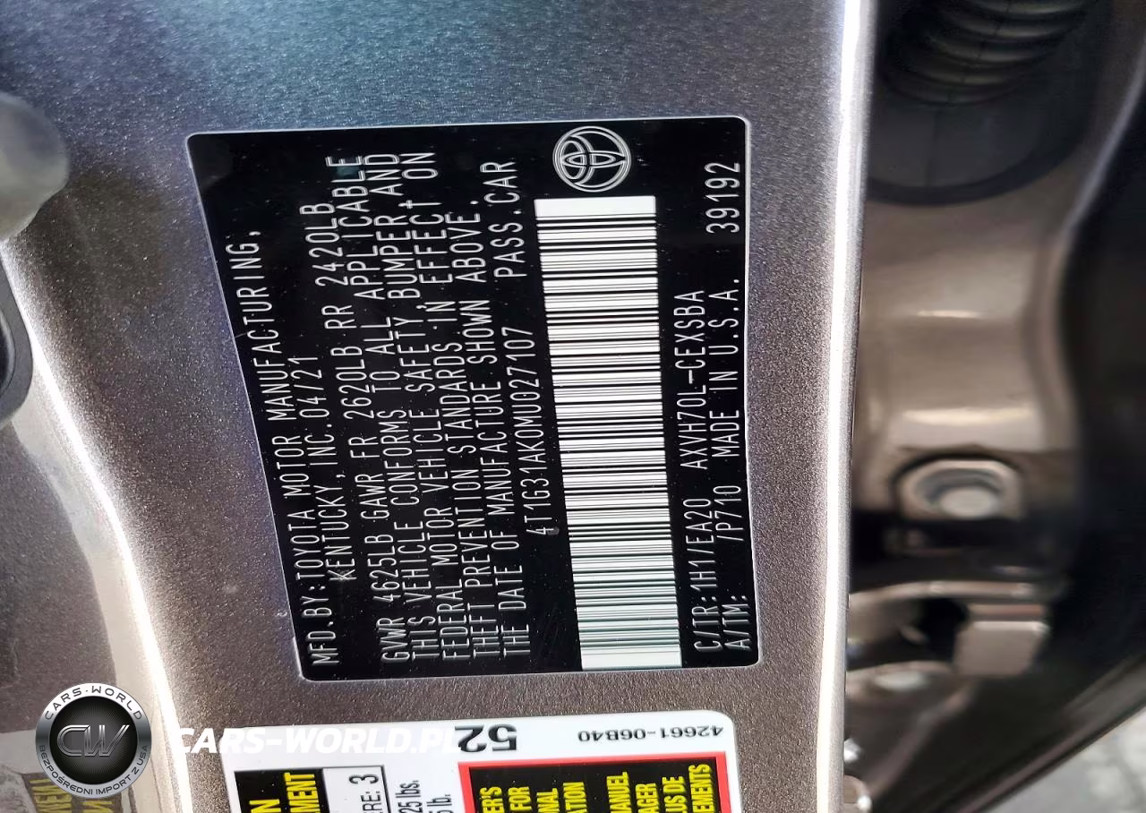2021 Toyota Camry Se VIN:4T1G31AK0MU027107 - 12