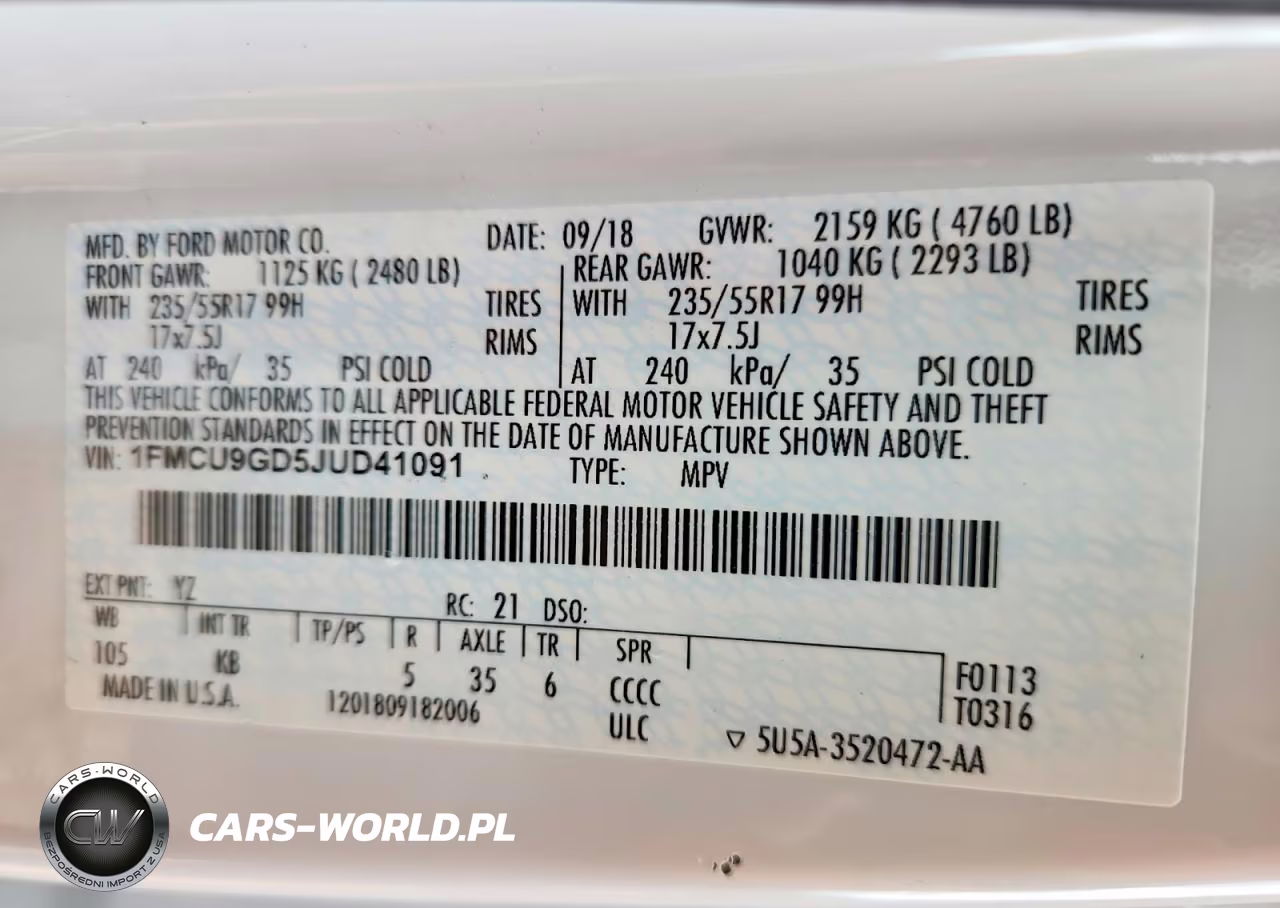 2018 Ford Escape Se VIN:1FMCU9GD5JUD41091 - 13