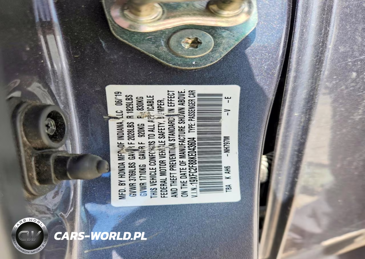 2019 Honda Civic Sport VIN:19XFC2F88KE043604 - 13