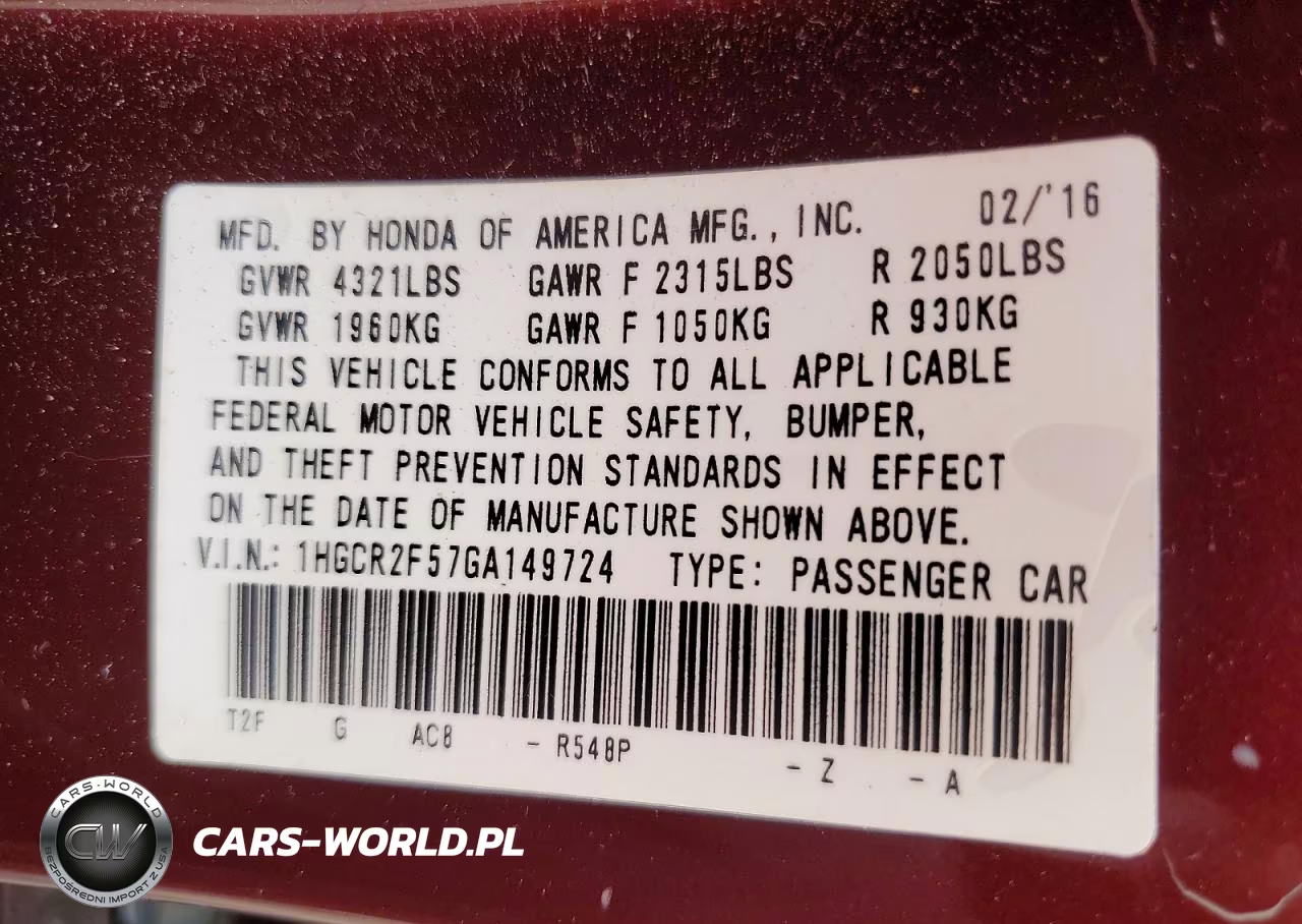 2016 Honda Accord Sport VIN:1HGCR2F57GA149724 - 12