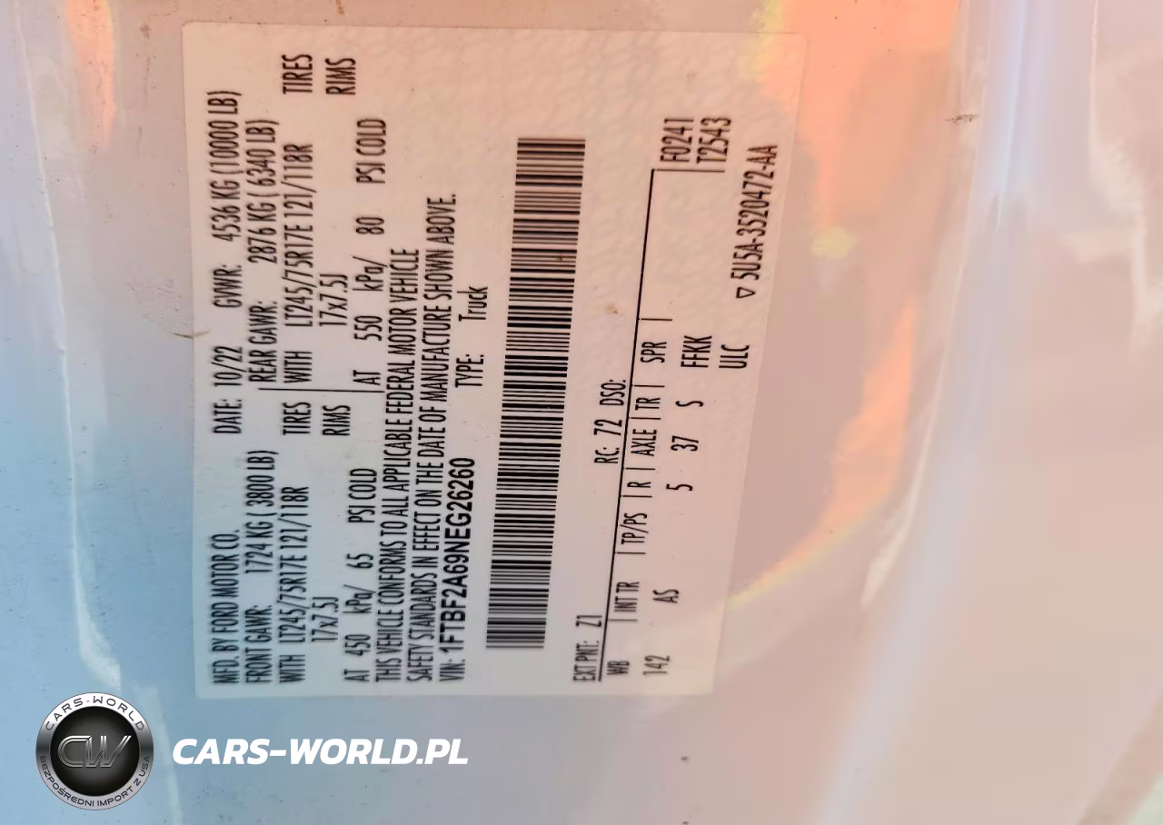 2022 Ford F250 Super Duty VIN:1FTBF2A69NEG26260 - 13